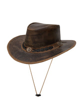Load image into Gallery viewer, Dream Apparel Men's Brown Premium Leather Western Cowboy Hat for Halloween Deadman