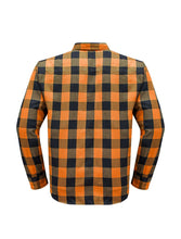 Load image into Gallery viewer, Dream Apparel Men’s Black & Orange Flannel Shirt Plaid Long Sleeve with Chest Pockets