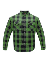 Load image into Gallery viewer, Dream Apparel Men’s Black & Green Flannel Shirt Plaid Long Sleeve with Chest Pockets