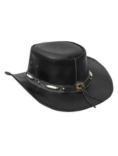 Load image into Gallery viewer, Dream Apparel Men's Black Premium Leather Western Cowboy Hat for Halloween Deadman