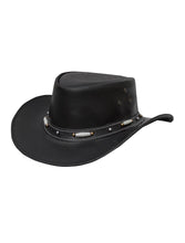 Load image into Gallery viewer, Dream Apparel Men's Black Premium Leather Western Cowboy Hat for Halloween Deadman