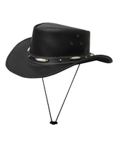 Load image into Gallery viewer, Dream Apparel Men's Black Premium Leather Western Cowboy Hat for Halloween Deadman