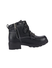Load image into Gallery viewer, Skip to the beginning of the images gallery Dream Apparel Women's Lace Up Motorcycle Riding Boots YKK Zipper Black Faux Leather Ankle Biker Boot