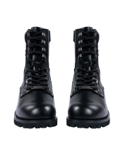 Load image into Gallery viewer, Dream Apparel Men's Motorcycle Riding Boots YKK Zipper Black Faux Leather Side Zipper Low Heel