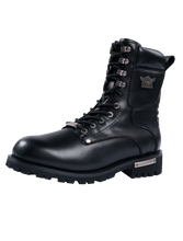 Load image into Gallery viewer, Dream Apparel Men's Motorcycle Riding Boots YKK Zipper Black Faux Leather Side Zipper Low Heel