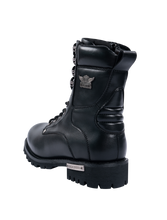 Load image into Gallery viewer, Dream Apparel Men's Motorcycle Riding Boots YKK Zipper Black Faux Leather Side Zipper Low Heel