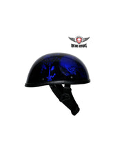 Load image into Gallery viewer, Shiny Blue Novelty Helmet with Horned Skeletons