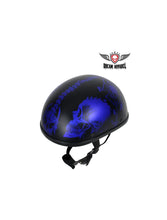 Load image into Gallery viewer, Matte Blue Novelty Helmet With Horned Skeletons