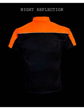 Load image into Gallery viewer, Dream Apparel Mechanic Shirt with Reflector on Back Straight Bottom Orange/Black
