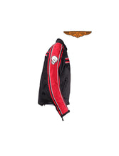 Load image into Gallery viewer, Men's Black Lightweight Textile Jacket W/ Red Striped Design