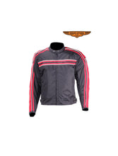 Load image into Gallery viewer, Men's Black Lightweight Textile Jacket W/ Red Striped Design