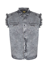 Load image into Gallery viewer, Dream Apparel Mens Biker Cuttoff Cotton Shirt Stonewash Grey