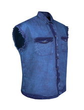 Load image into Gallery viewer, Dream Apparel Men's Biker Cutoff Cotton Shirt Stonewash Ocean Blue