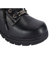 Load image into Gallery viewer, Skip to the beginning of the images gallery Dream Apparel Women's Lace Up Motorcycle Riding Boots YKK Zipper Black Faux Leather Ankle Biker Boot