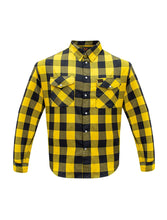 Load image into Gallery viewer, Dream Apparel Men’s Black & Yellow Flannel Shirt Plaid Long Sleeve with Chest Pockets