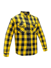 Load image into Gallery viewer, Dream Apparel Men’s Black & Yellow Flannel Shirt Plaid Long Sleeve with Chest Pockets