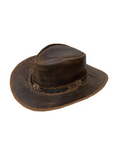 Load image into Gallery viewer, Dream Apparel Men&#39;s Brown Premium Leather Western Cowboy Hat for Halloween Deadman
