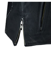 Load image into Gallery viewer, Women Zipper Front Vest with Bling, Side Zipper, Conceal Carry Pockets, Naked Cowhide Leather
