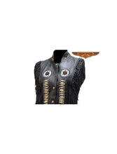 Load image into Gallery viewer, Women&#39;s Leather Vest with Nylon Lining Bone &amp; Beads
