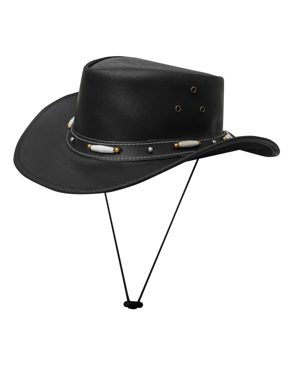 Dream Apparel Men's Black Premium Leather Western Cowboy Hat for Halloween Deadman