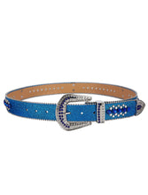 Load image into Gallery viewer, Dream Apparel Premium Strap Men Women Western Fashion Blue Bling Bling Rhinestones Diamond Belt
