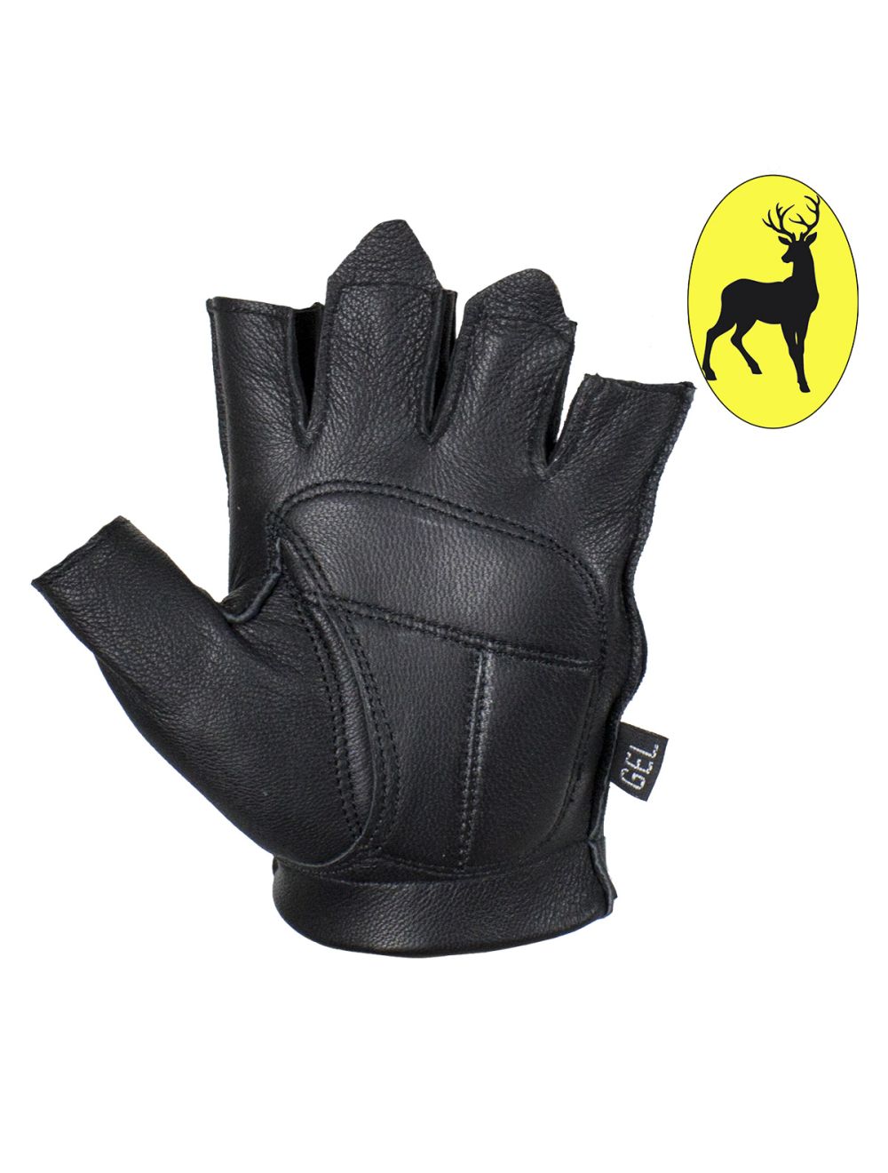 Gel Palm Riding Fingerless Deer Skin Gloves Full Panel