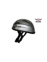 Load image into Gallery viewer, Silver Novelty Helmet With Burning Skull
