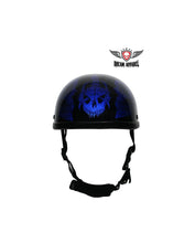 Load image into Gallery viewer, Shiny Blue Novelty Helmet with Horned Skeletons
