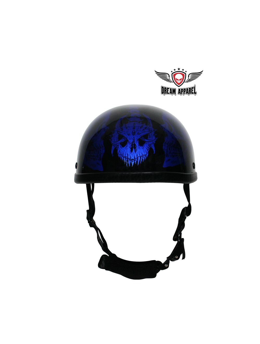 Shiny Blue Novelty Helmet with Horned Skeletons