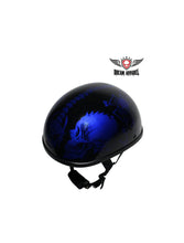 Load image into Gallery viewer, Shiny Blue Novelty Helmet with Horned Skeletons
