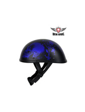 Load image into Gallery viewer, Matte Blue Novelty Helmet With Horned Skeletons
