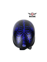 Load image into Gallery viewer, Matte Blue Novelty Helmet With Horned Skeletons
