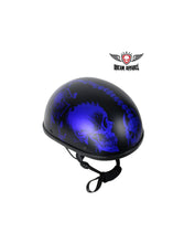Load image into Gallery viewer, Matte Blue Novelty Helmet With Horned Skeletons
