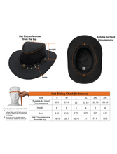 Load image into Gallery viewer, Dream Apparel Men&#39;s Black Premium Leather Western Cowboy Studded Hat for Halloween Deadman
