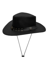 Load image into Gallery viewer, Dream Apparel Men&#39;s Black Premium Leather Western Cowboy Studded Hat for Halloween Deadman
