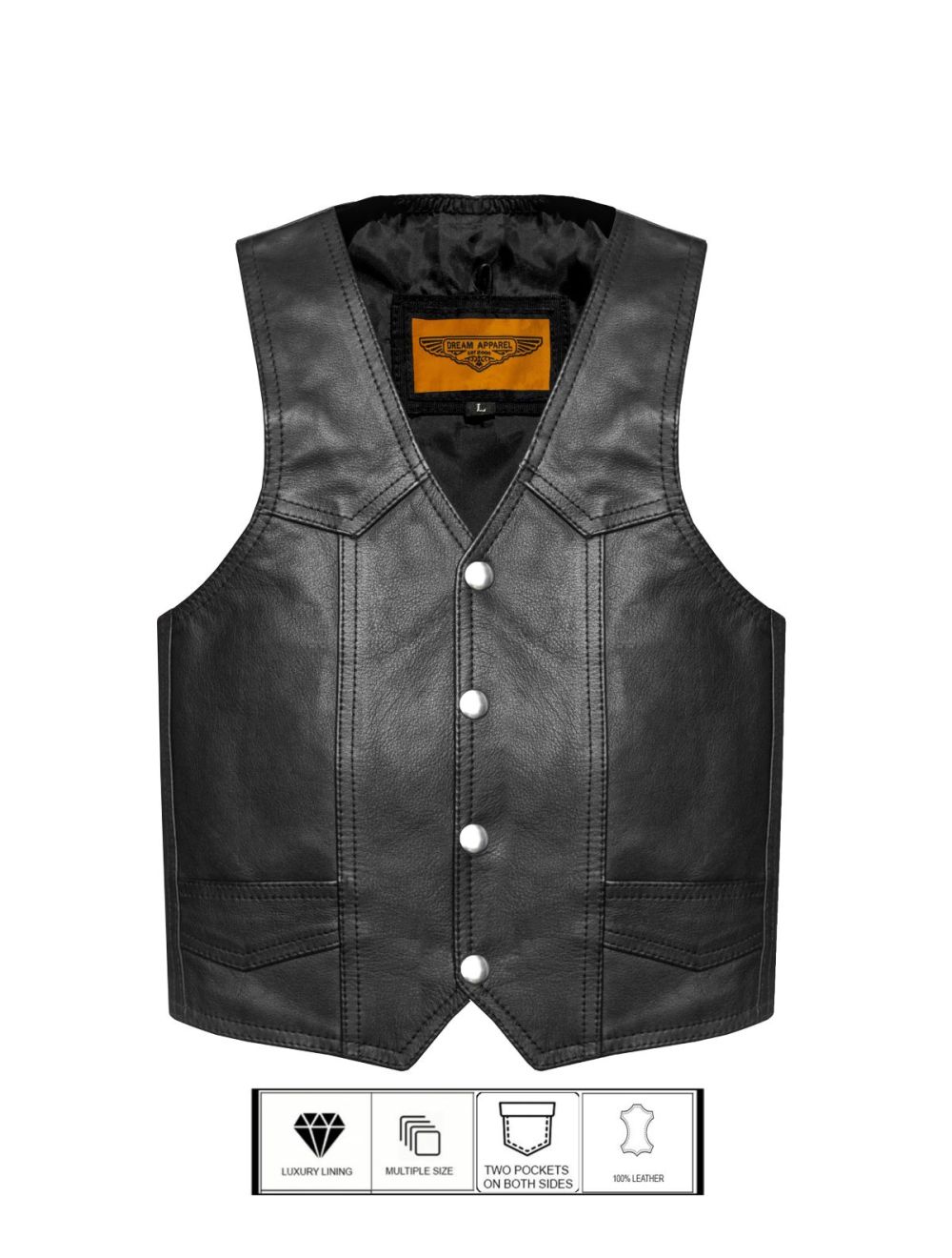 Kids Regular Plain Vest Genuine Leather