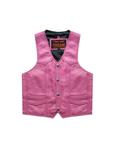 Load image into Gallery viewer, Skip to the beginning of the image&#39;s gallery   Kids Pink Leather Motorcycle Vest with Button Snap Closure
