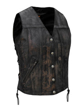 Load image into Gallery viewer, Women&#39;s Distressed Brown Naked Leather Vest
