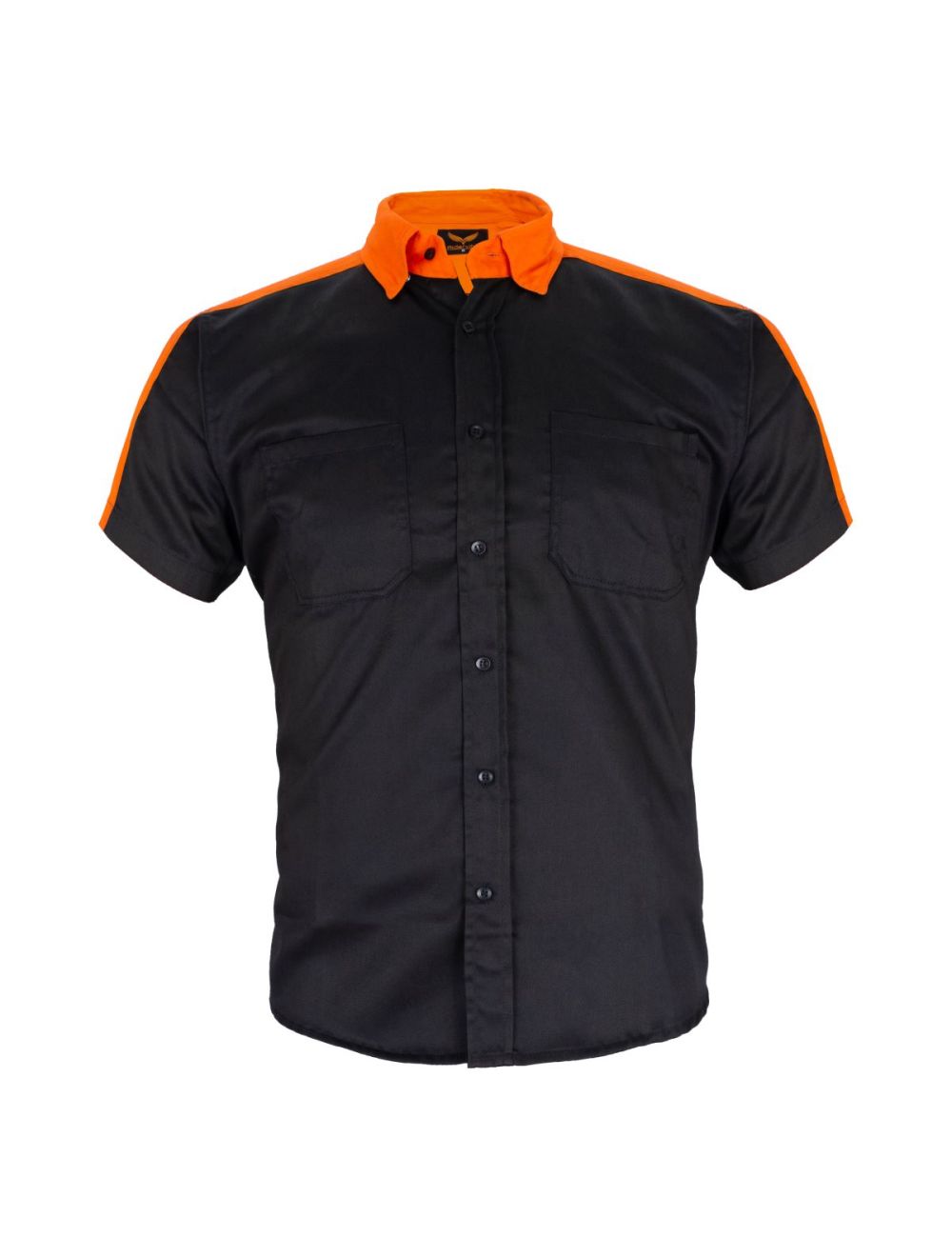 Dream Apparel Mechanic Shirt with Reflector on Back Straight Bottom Orange/Black