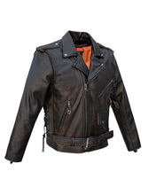 Load image into Gallery viewer, Dream Apparel Men&#39;s Leather Motorcycle Jacket with Emboss Eagle, Live to Ride, Ride to Live
