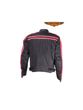 Load image into Gallery viewer, Men&#39;s Black Lightweight Textile Jacket W/ Red Striped Design

