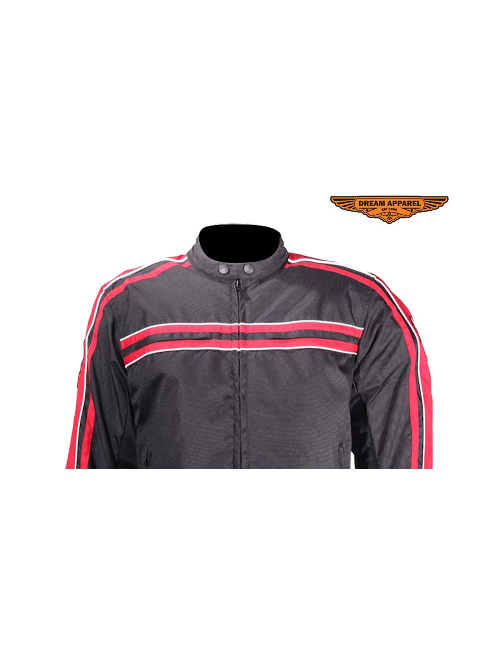 Men's Black Lightweight Textile Jacket W/ Red Striped Design
