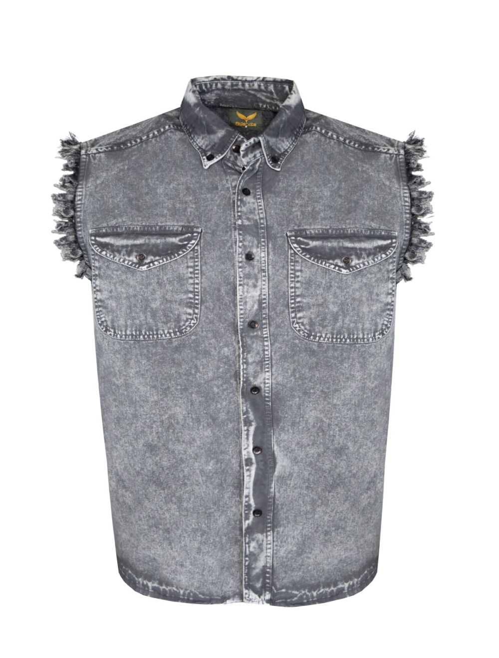 Dream Apparel Mens Biker Cuttoff Cotton Shirt Stonewash Grey