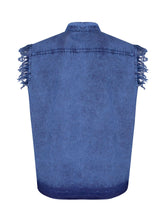 Load image into Gallery viewer, Dream Apparel Men&#39;s Biker Cutoff Cotton Shirt Stonewash Ocean Blue
