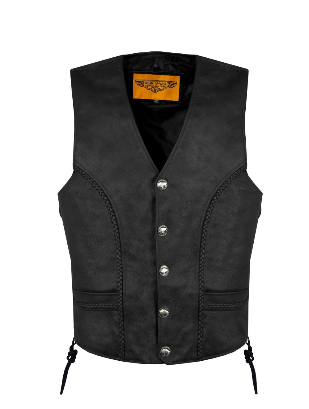 Men's Leather Vest With Buffalo Nickel Snaps