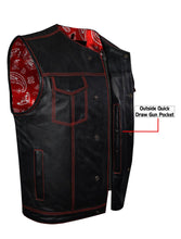 Load image into Gallery viewer, Mens SOA Vest Red Thred Club Vest, Conceal Carry Pockets, Red Paisley Lining
