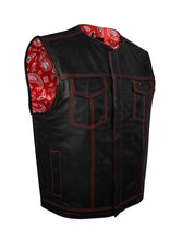 Load image into Gallery viewer, Mens SOA Vest Red Thred Club Vest, Conceal Carry Pockets, Red Paisley Lining

