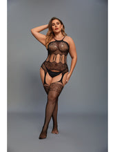 Load image into Gallery viewer, Dream Apparel Women&#39;s Black Sexy Teddy Lingerie Bodysuit, Mesh Babydoll, One Size Fishnet Dress

