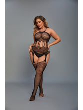 Load image into Gallery viewer, Dream Apparel Women&#39;s Black Sexy Teddy Lingerie Bodysuit, Mesh Babydoll, One Size Fishnet Dress
