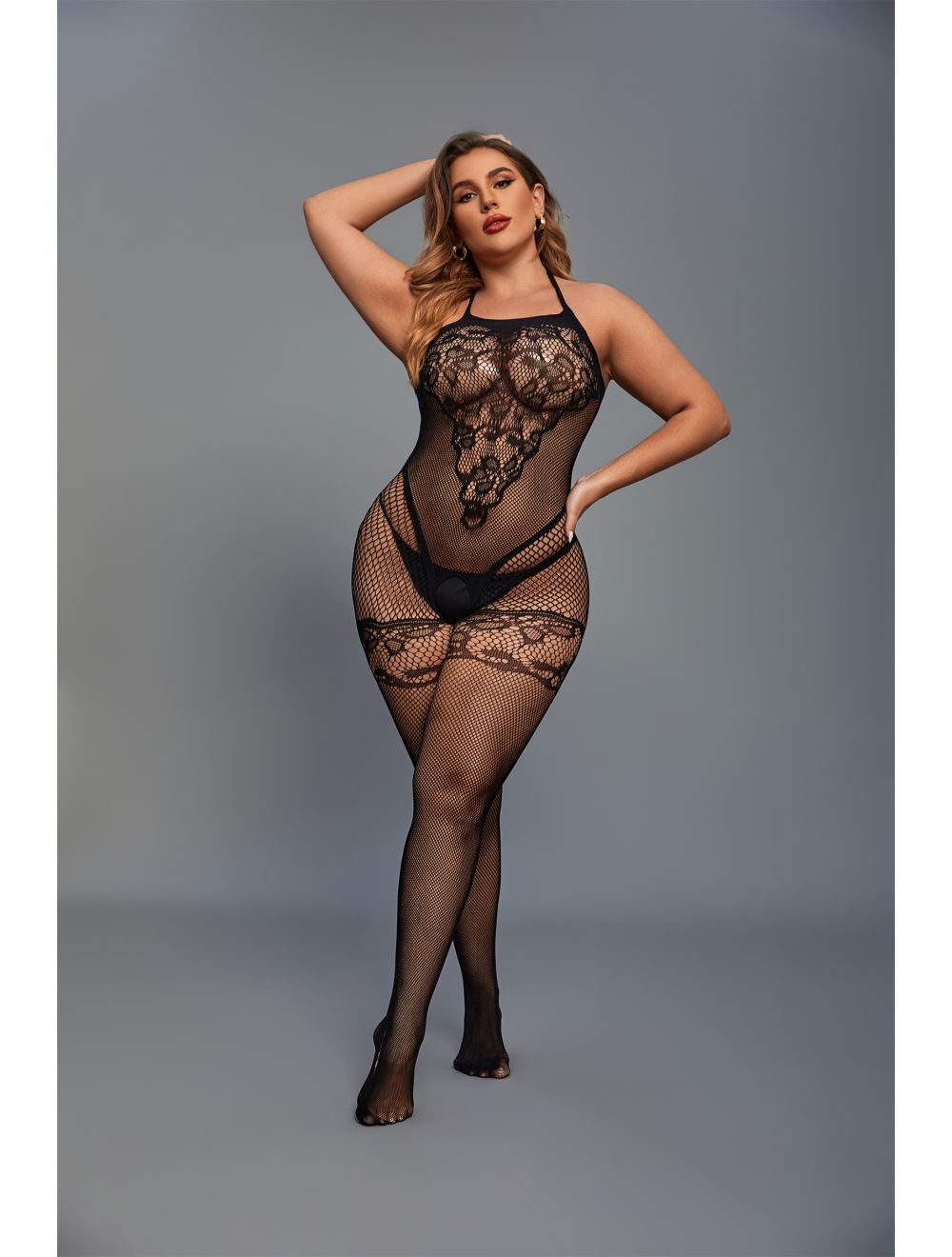 Dream Apparel Women's Black Sexy Teddy Lingerie Bodysuits, Mesh Babydoll, One Size Fishnet Dress